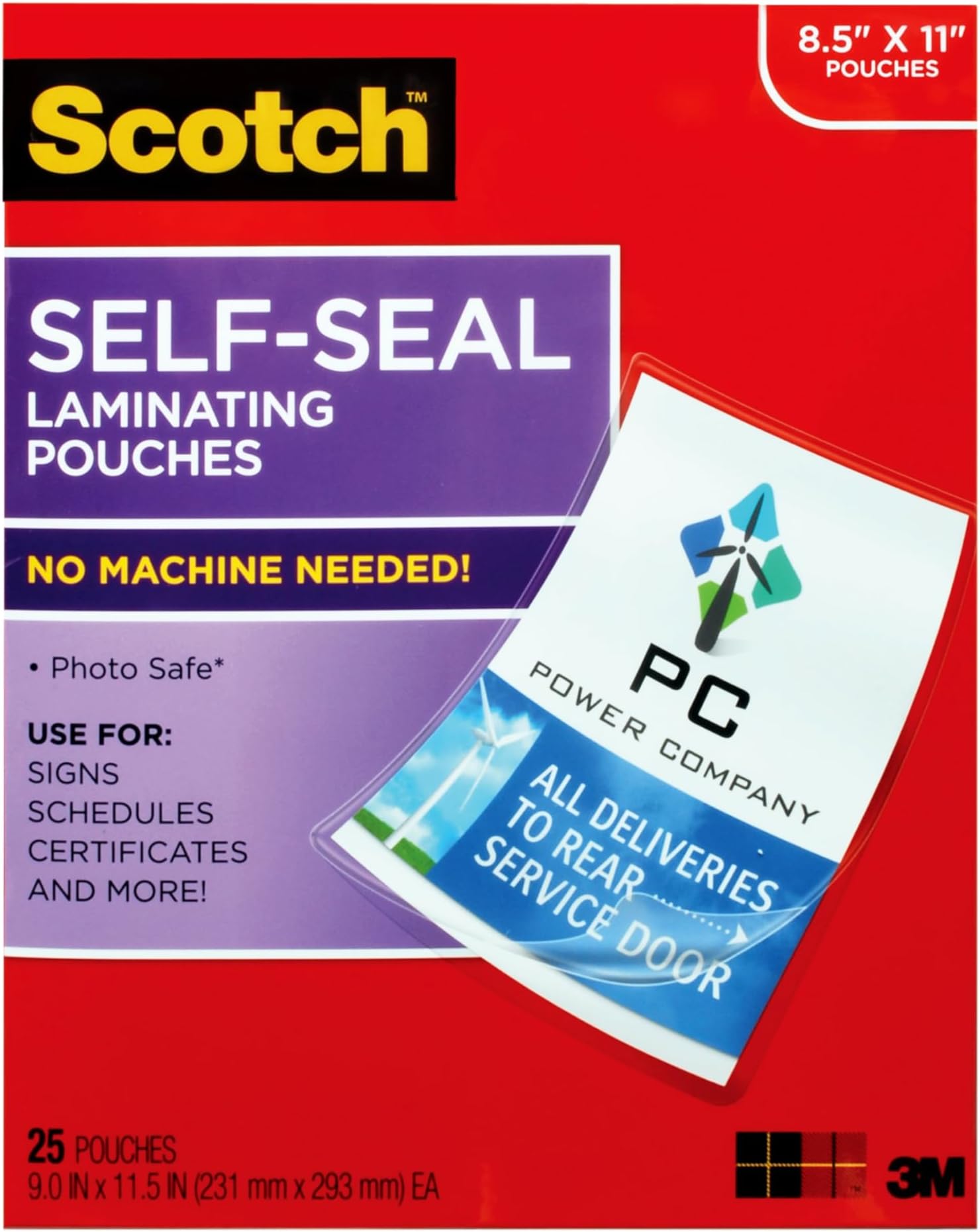 Scotch Self-Sealing Laminating Sheets - 25 Pack Letter Size 8.5x11", No Machine Needed