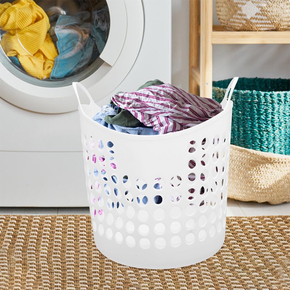 Ciieeo Cesto Portabiancheria Sporca in Pe Bianco 40l Design Unico Forato che Previene gli Odori, per Soggiorni e Bagni