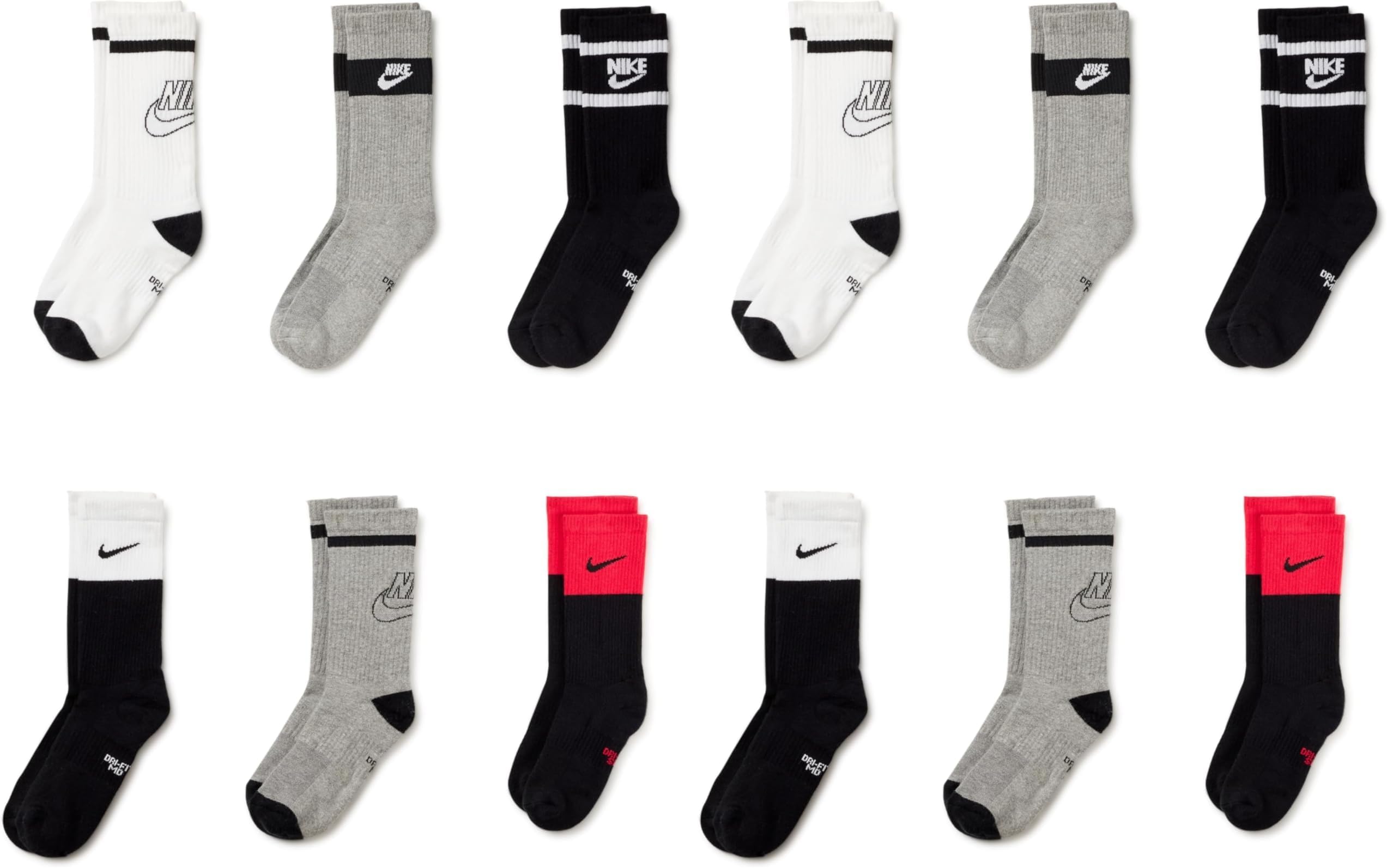 Nike Unisex Kids' Everyday Cushioned Crew Socks (6-Pack) | Boys and Girls