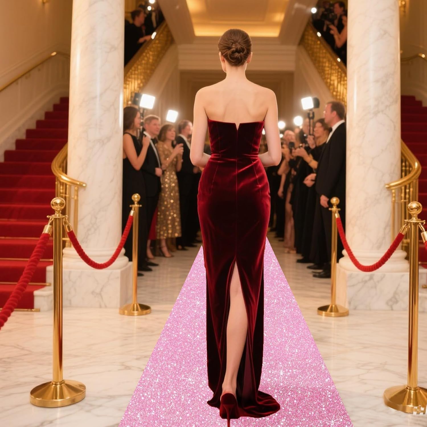 Glitter Carpet Runner 2.6FT x 30FT – Premium Non-Woven Sparkle Rug for Weddings, Movie Theme Parties & Events | Aisle Runner for Grand Entrances & Red Carpet Vibes (Glitter Pink, 2.6FTx30FT)