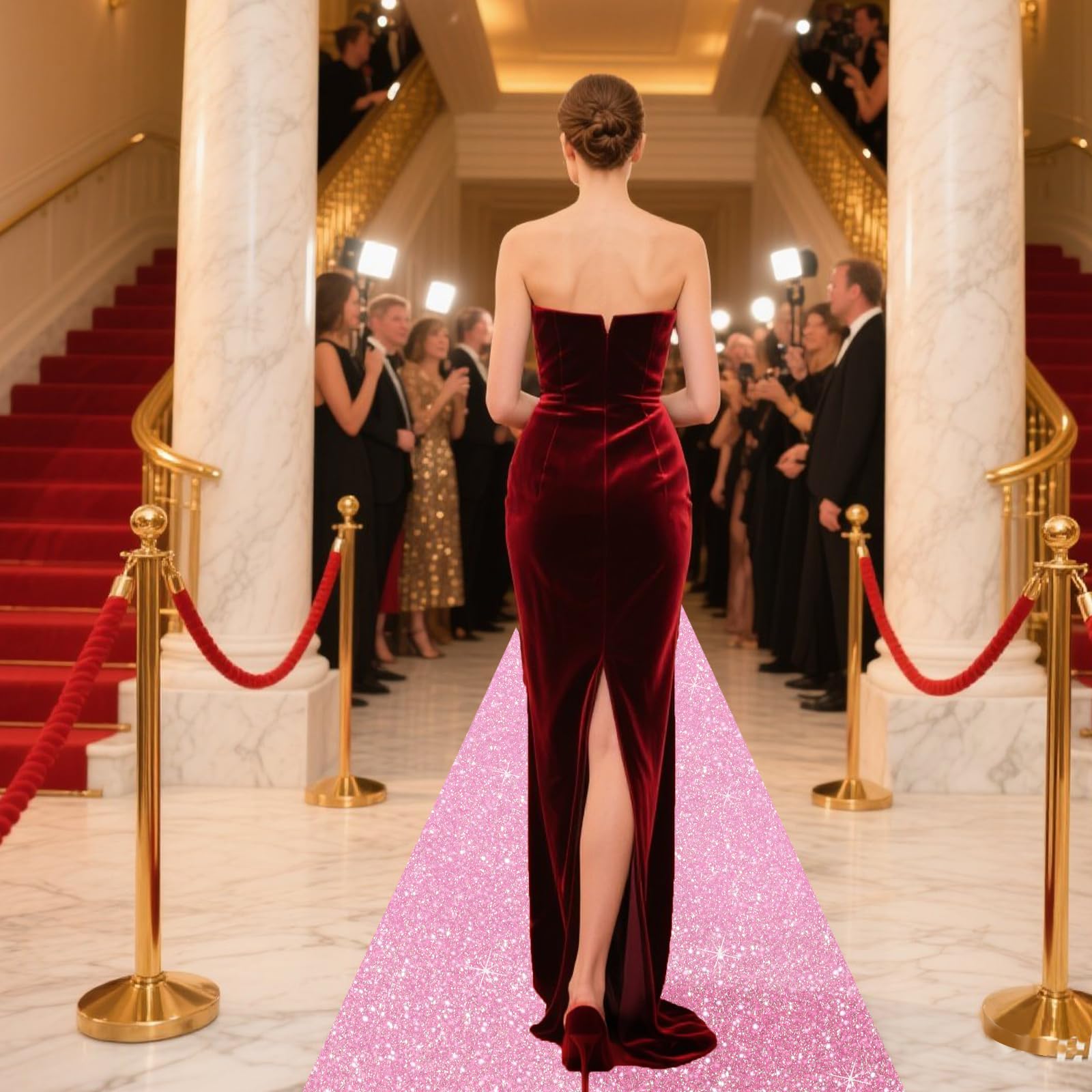 Alfombra con purpurina de 2.6 x 30 pies, alfombra brillante no tejida de alta calidad para bodas, fiestas temáticas de películas y eventos, pasillo para grandes entradas y vibraciones de alfombra roja