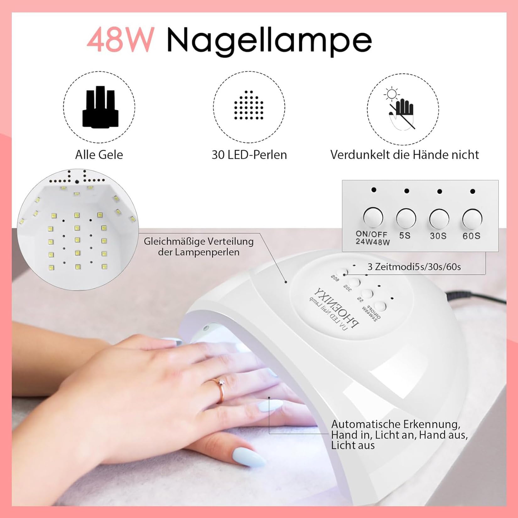 Phoenixy 29 Stück Nagelset Gelnägel Starterset, 24 Farben UV Nagellack Set mit Nageldesign und Werkzeuge, Gelnägel Set für Nagelkunst zu Hause