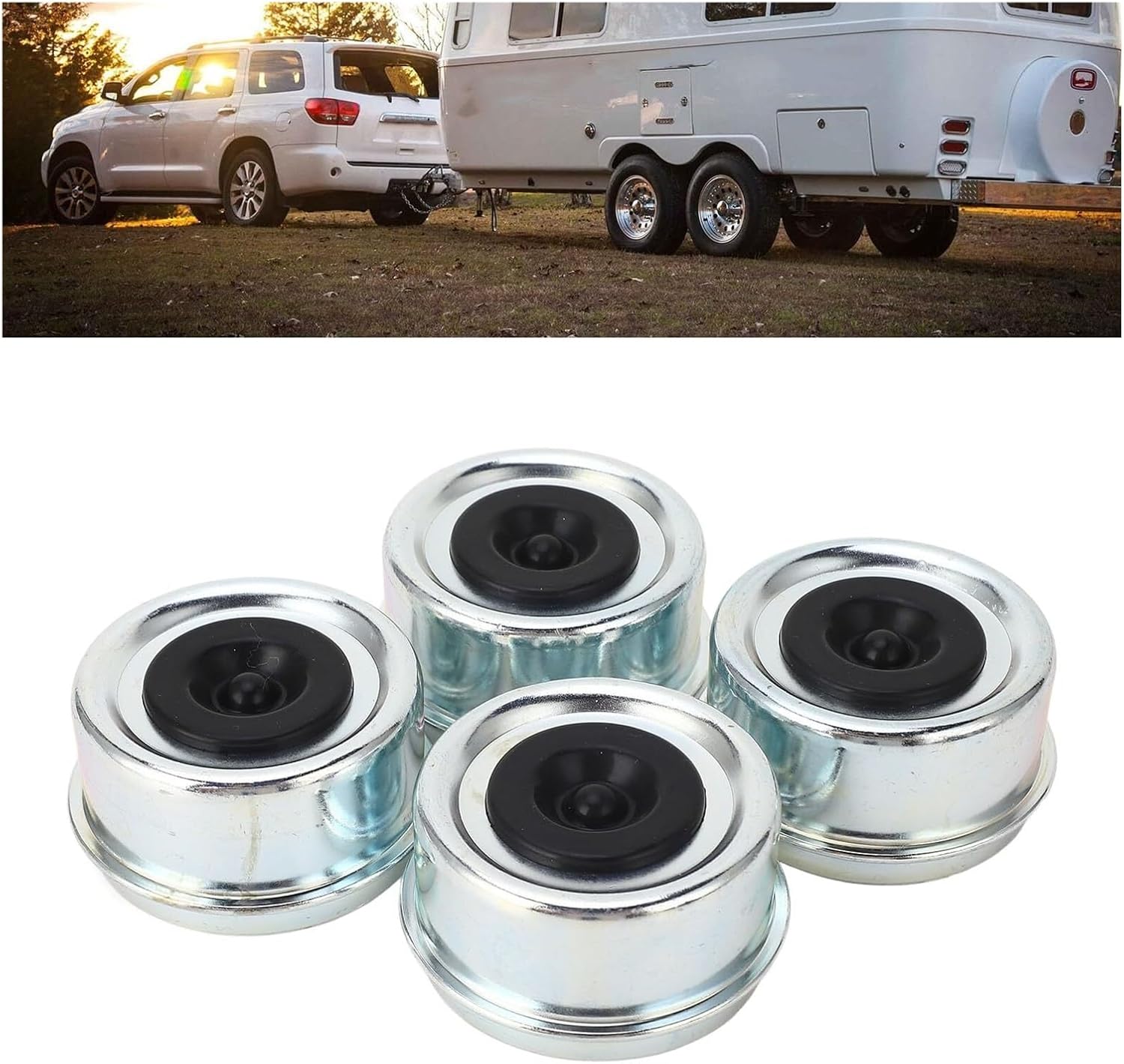 Bearings, 4PCS Trailer Bearing Dust 62mmx36mm Trailer Axle Grease with Rubber Stopper for 7000 to 8000lb Bearing,High Hardness and Toughness