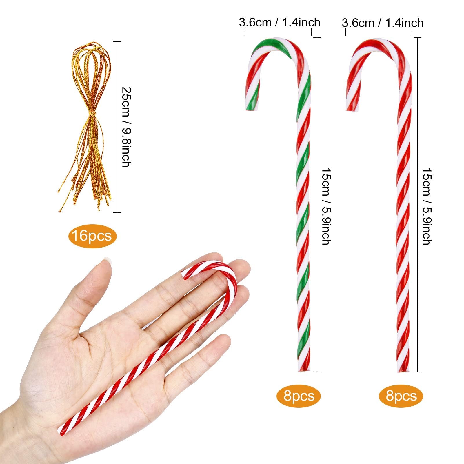 Produktbild von 6 Rollen Christbaumschmuck Zuckerstangen Weihnachtsbaum Deko
