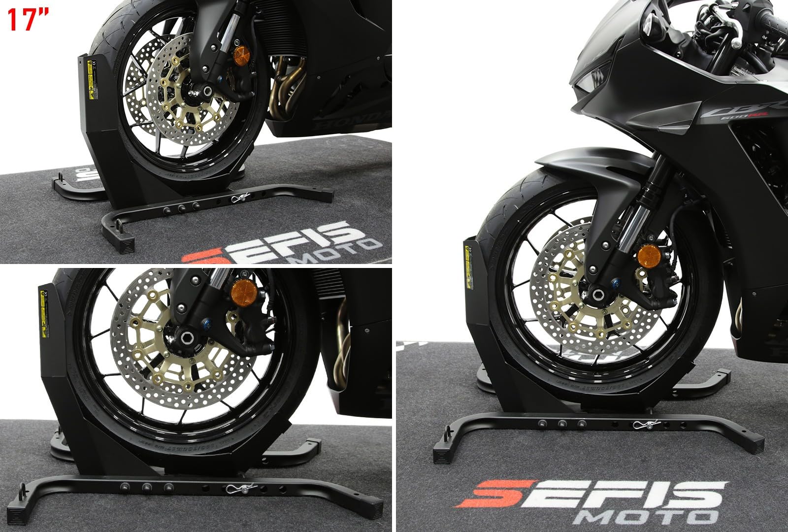 SEFIS C21 Support de transport pour moto - Support de transport pour roue avant de moto - Pour roue avant 12-21" - Pince de roue - Moto (C21)