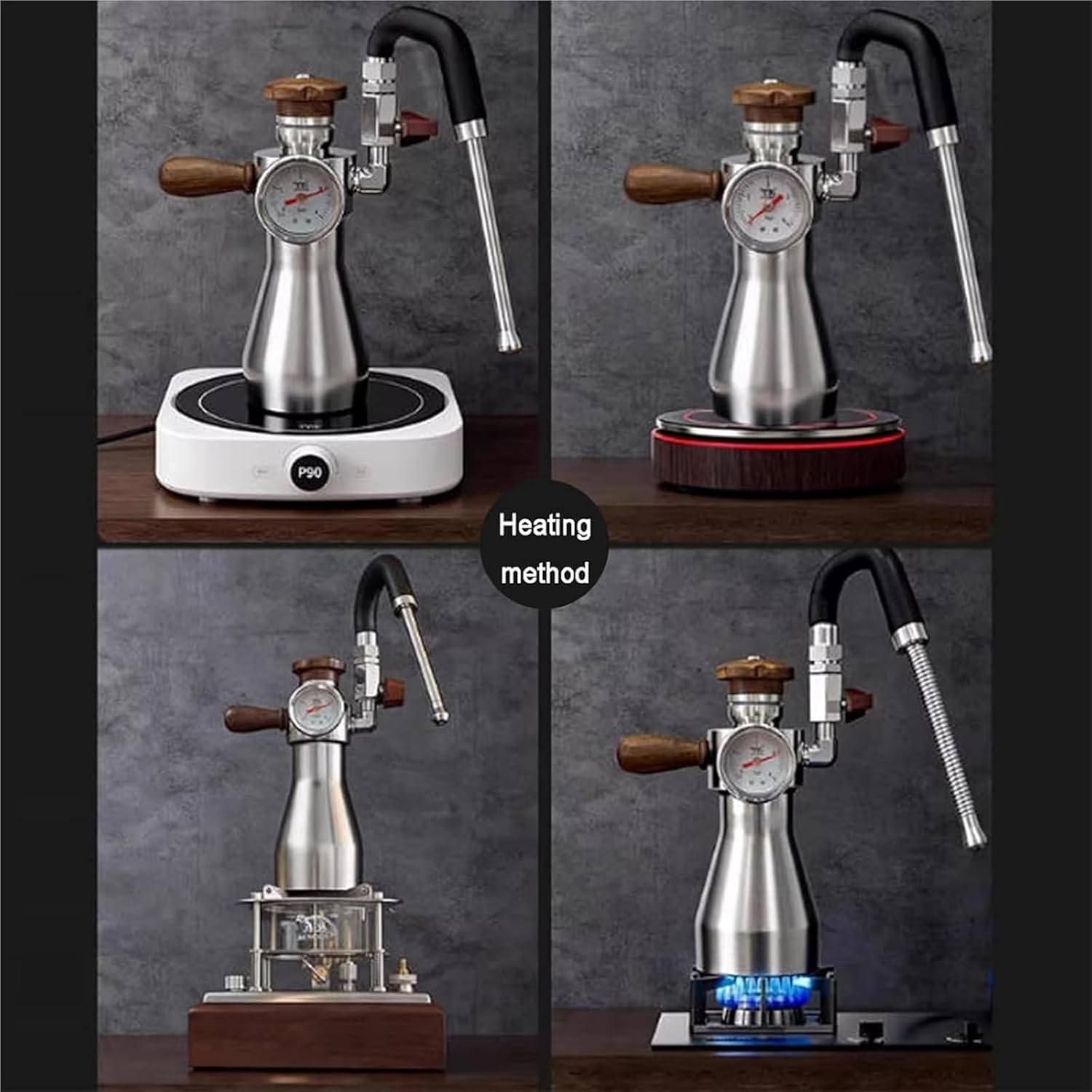 Outdoor Steam Frother, Steam Boiling Water Frothing Machine, 300ml Water, Pressure Gauge, 3 Bar Max Pressure, Open Flame, Induction Hob Heating, For Coffee Shop, Home
