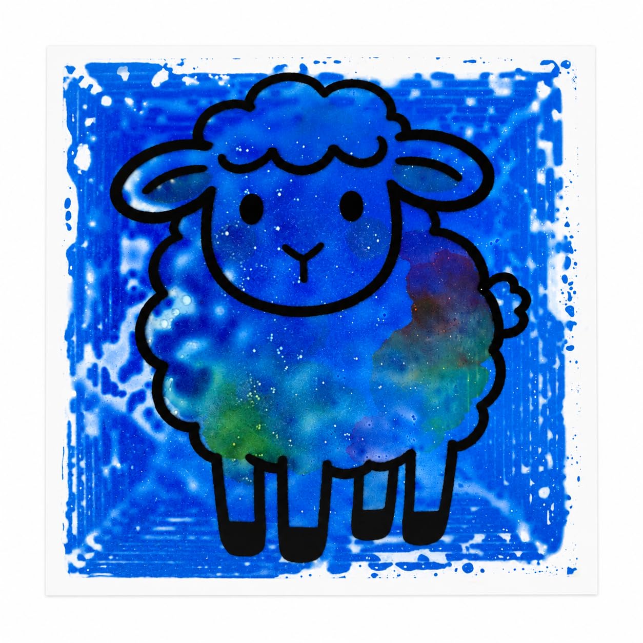 Ymoryiyi 15.7x15.7in Blue White Sheep Liquid Sensory Tile for Kids, 1 Pack