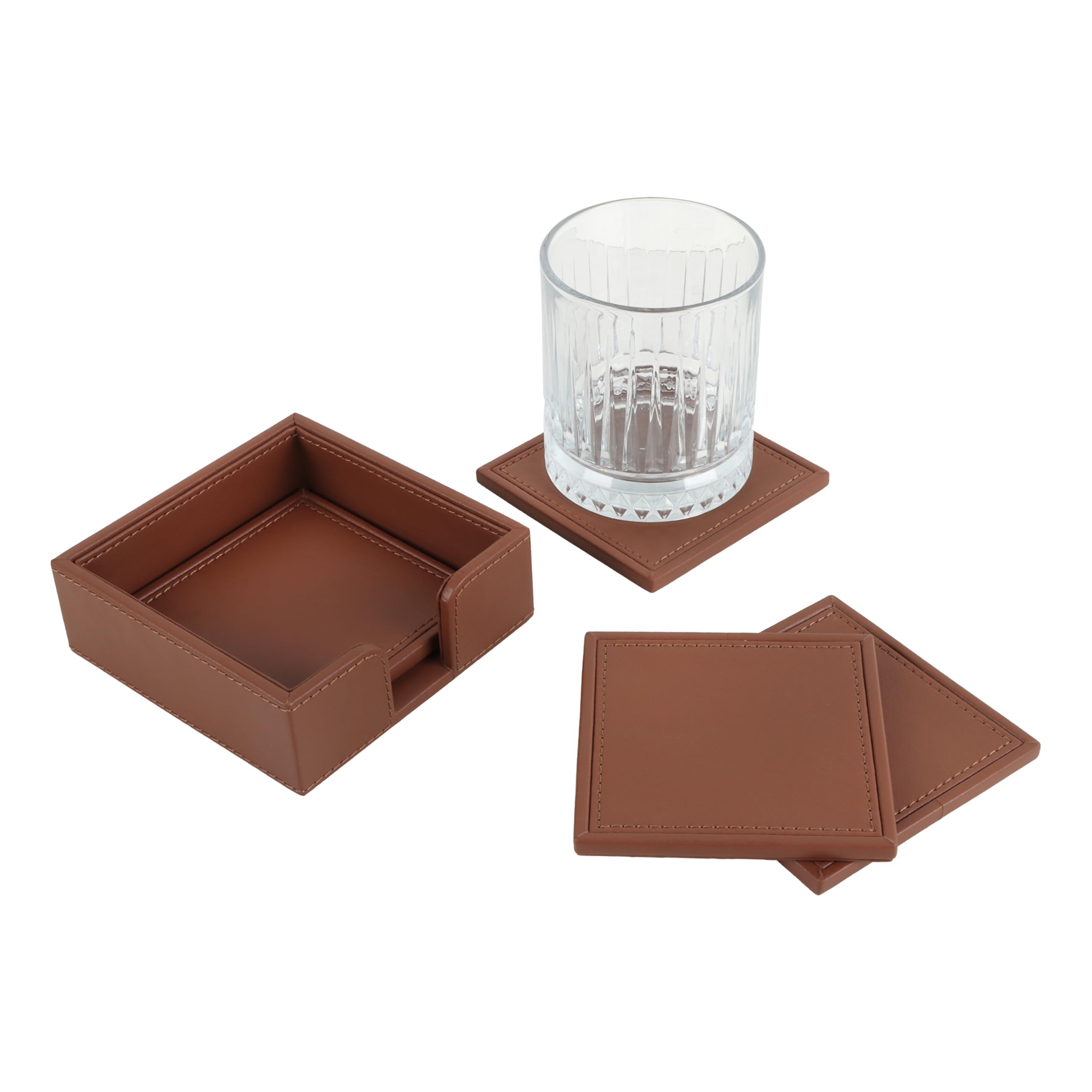 V-CUBE DESIGNS Premium Vegan Leather Coaster | Set of 4 Coas -9