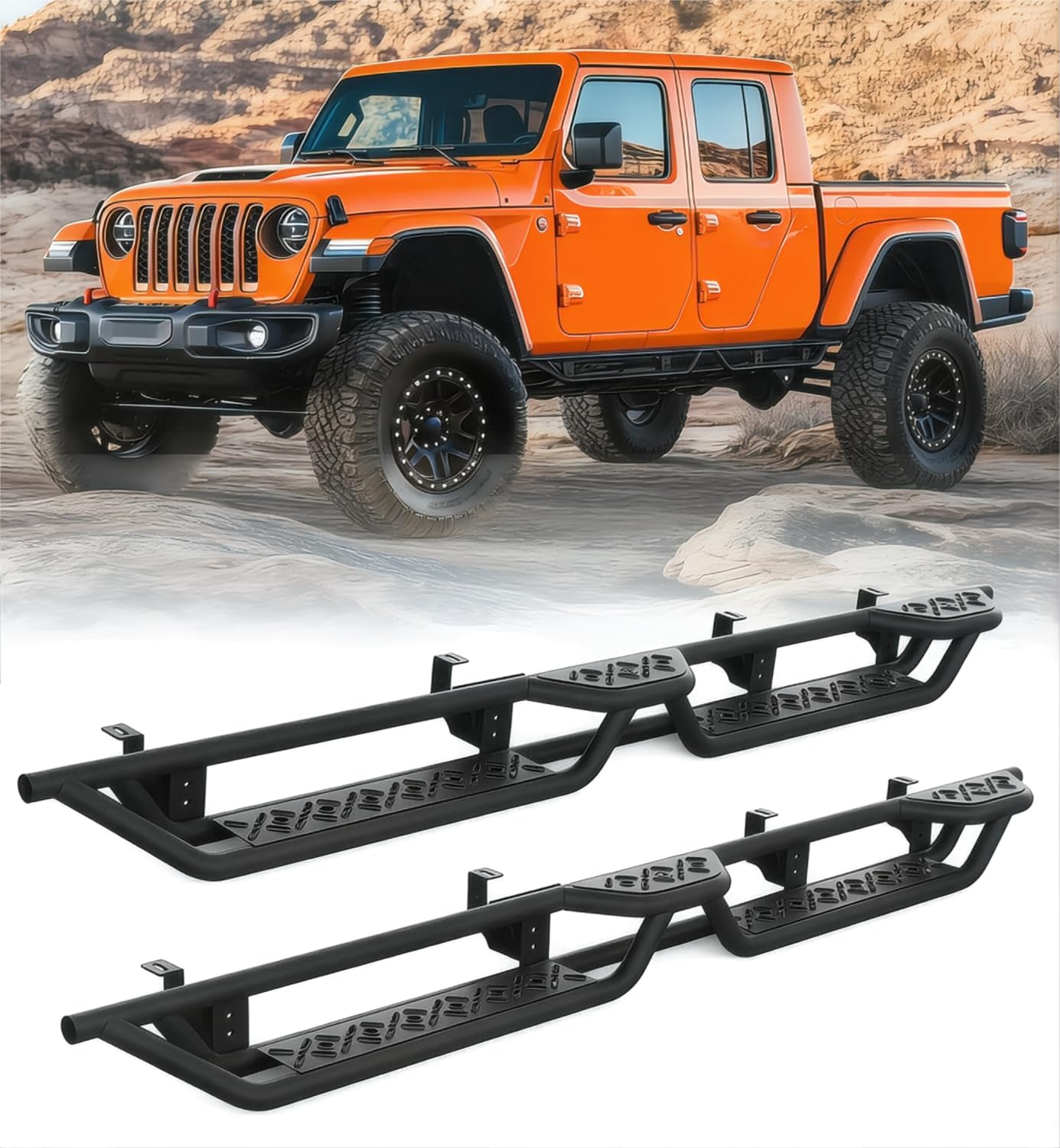 Xprite Anti-Slip Iron Steps for Jeep Gladiator