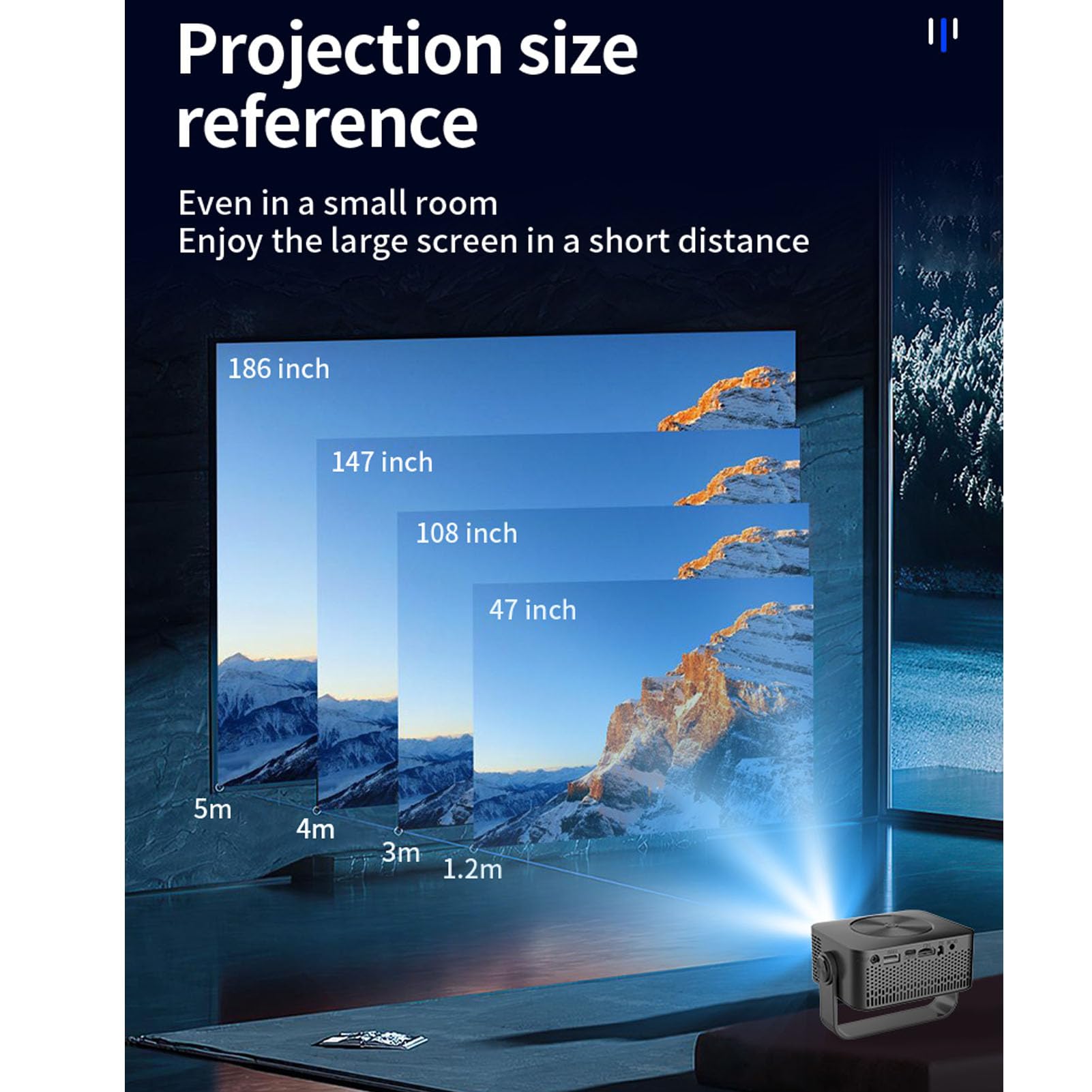 Annadue -Projektor mit Stand, 1080p Tragbarer Projektor mit 360 Grad Einstellbar, 150Ansi Auto Keystone Correction, Outdoor -LED -Filmprojektor für für Android (US-Stecker)