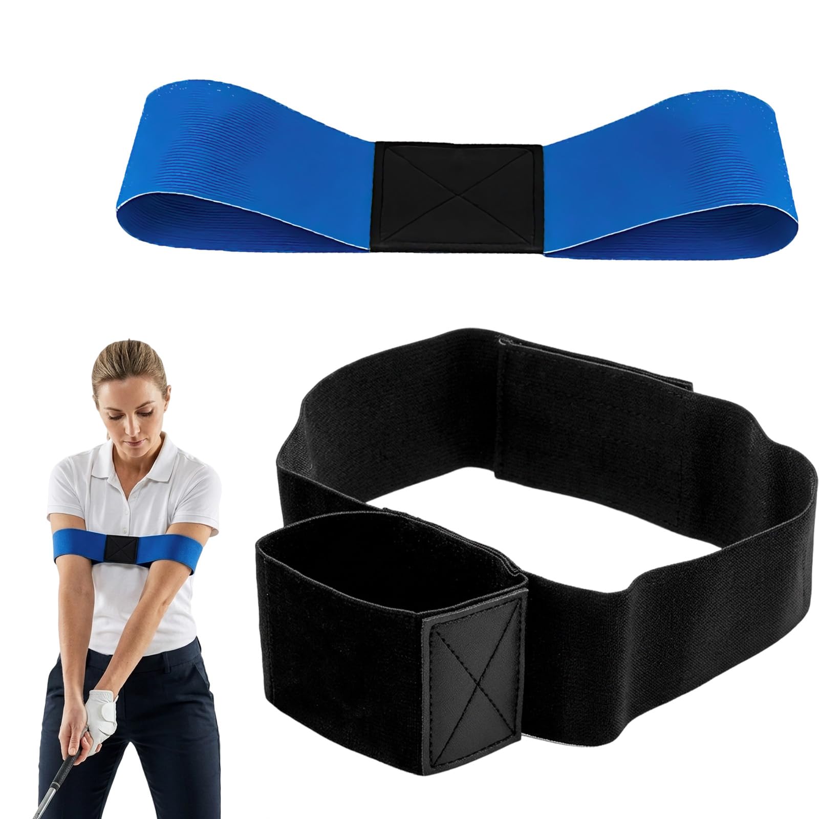 Wvbzf 2PCS TRS Slider Golf Aid, Golf Grip Training Aid with Swing Sync Golf Trainer, Professional Golf Training Aids Includes Arm Correction Strap and Blue Corrector