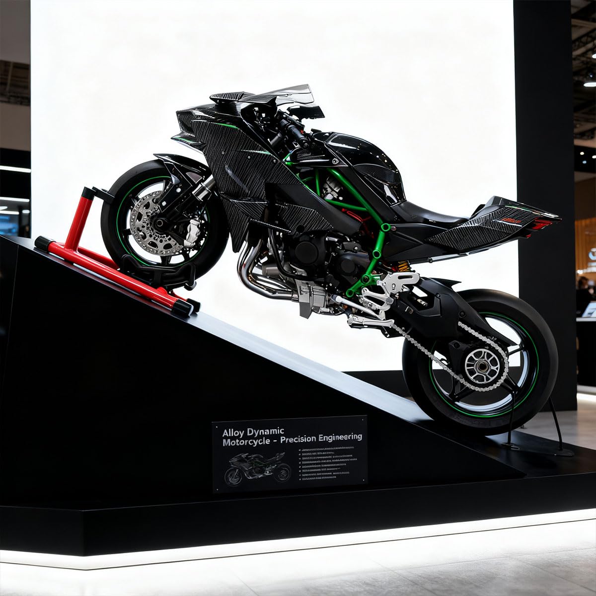 Metall Motorrad Modell 1:6 Maßstab, H2R Track Edition Dynamisches Simulationsmotorrad Mit Zündsystem Und Rauchspray, Geschenk Für Enthusiasten (Kohlefaser)
