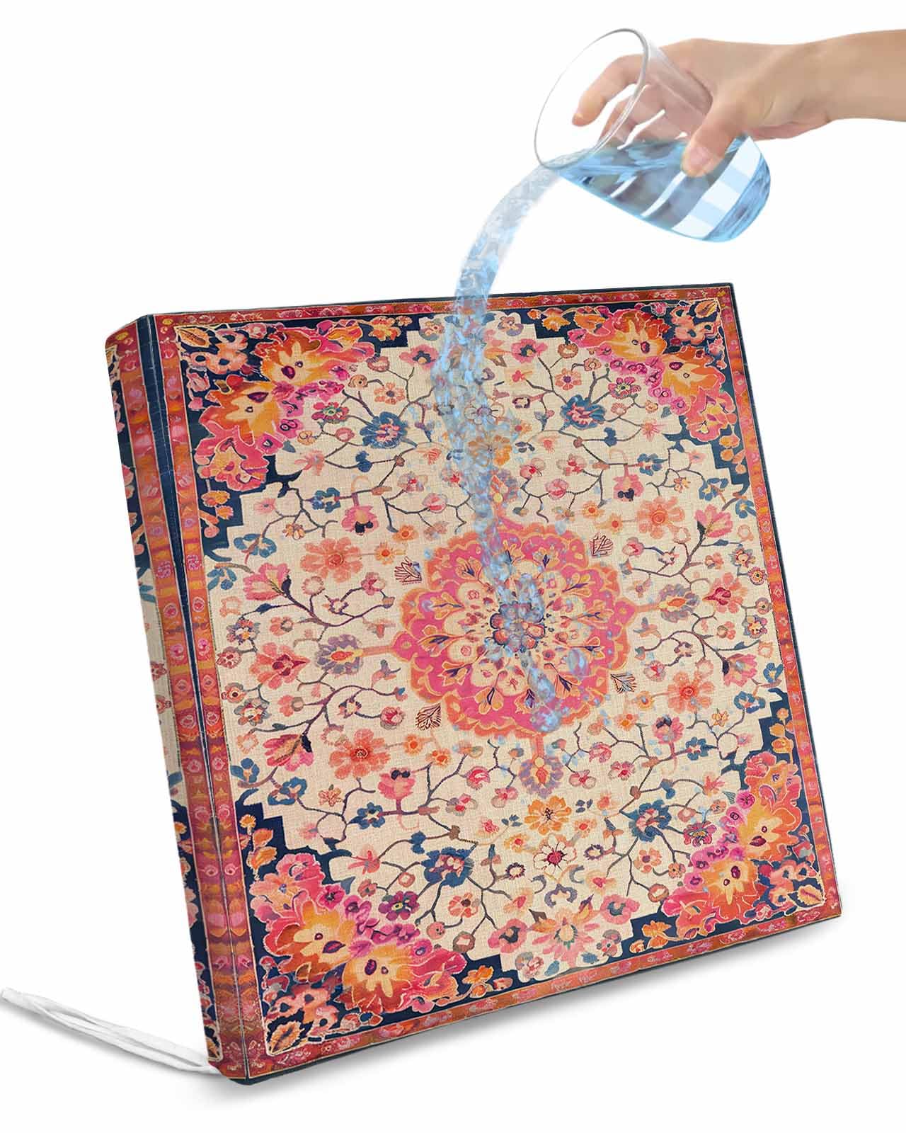 Boho Ethnic Outdoor Cushion Chair Cover Set of 4 - Waterproof Couch Seat Covers, Southwest Aztec Tribal Geometric Aesthetic Patio Furniture Protector Cushions Slipcovers for Sofa/RV, 22