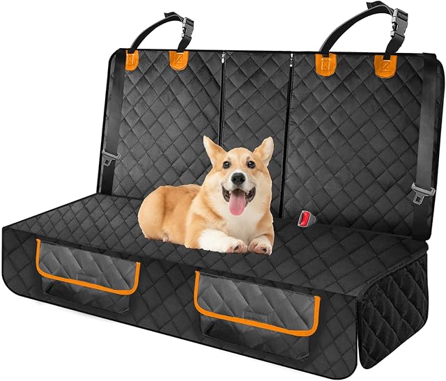 Waterproof Car Seat Cover for Dogs – Heavy Duty Nonslip Bench Seat Protector with Side Flaps, Scratchproof Soft Pet Backseat Cover for Cars, Trucks, SUVs, Universal