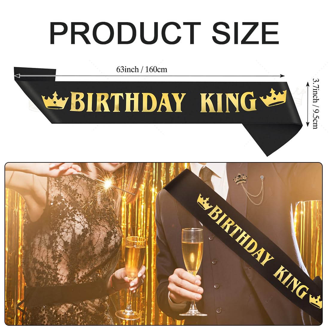 Geburtstag Schärpe „Birthday King“ – Schwarze Satin-Schärpe Mit Golddruck Für Die Party