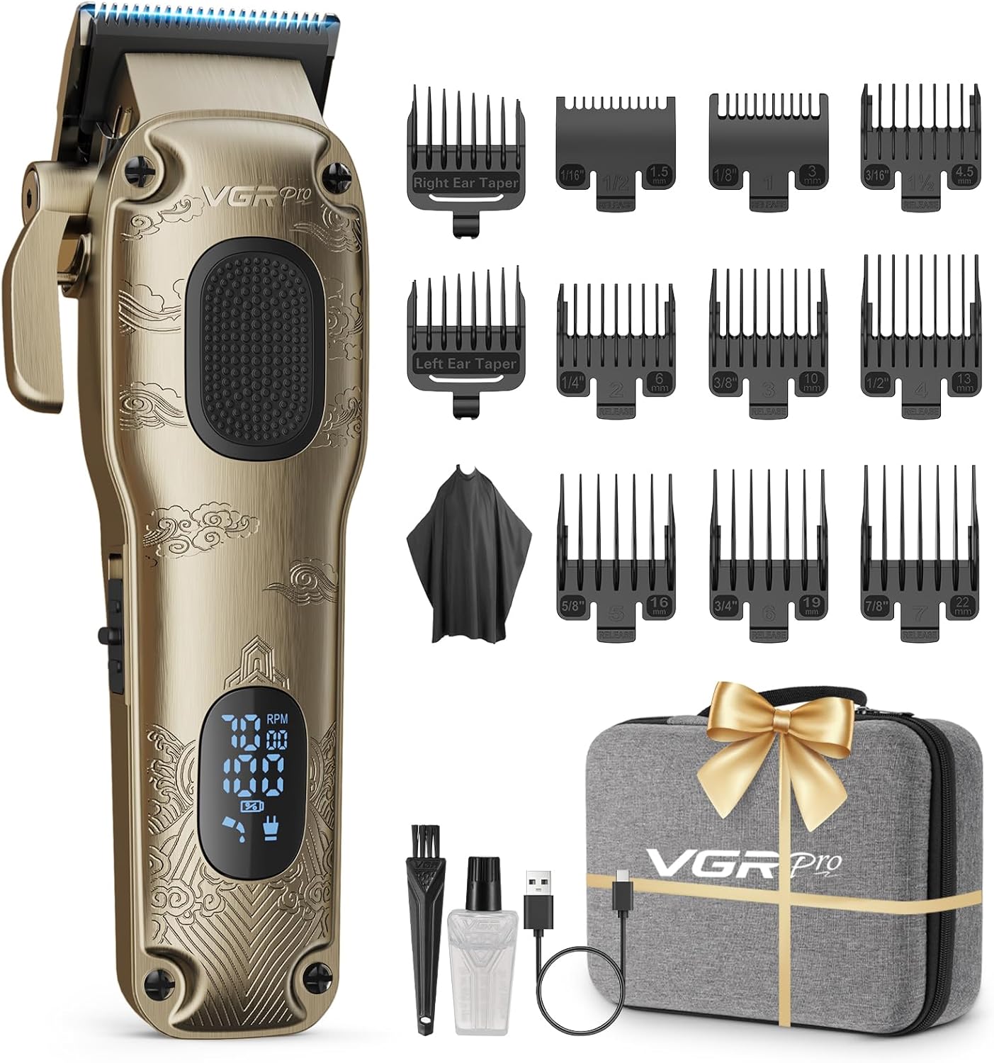 Hair Clippers for Men Professional, Cordless & Corded Barber Clippers for Hair Cutting with Package Case, Electric Grooming Kit for Home & Barber Use, LED Battery Display, Birthday Gift for Men