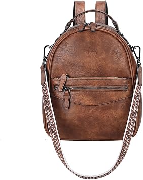 RAVUO Mini Backpack Purse for Women, Cute Convertible Leather Handbag Multipurpose Shoulder Bags Travel Daypack 3 Ways to Carry,Brown