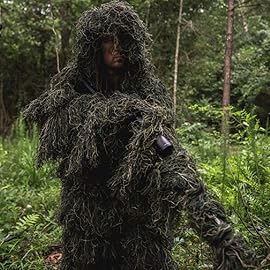 Arcturus Ghost Ghillie Suit: Woodland Camo | Double-Stitched Design with Adjustable Hood and Waist | Camo Hunting Clothes for Men, Military, Sniper, Airsoft and Hunting (Woodland, XL)
