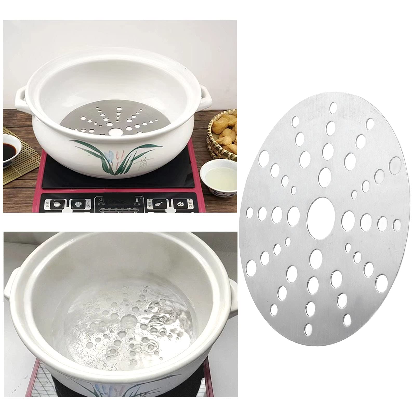 Difusor De Calor, Placa Difusora De Cocina De Inducción De Acero Inoxidable Para Estufa De Gas Placa De Guía Térmica De Disco Convertidor De Placa De Guía Térmica Protege(18CM)