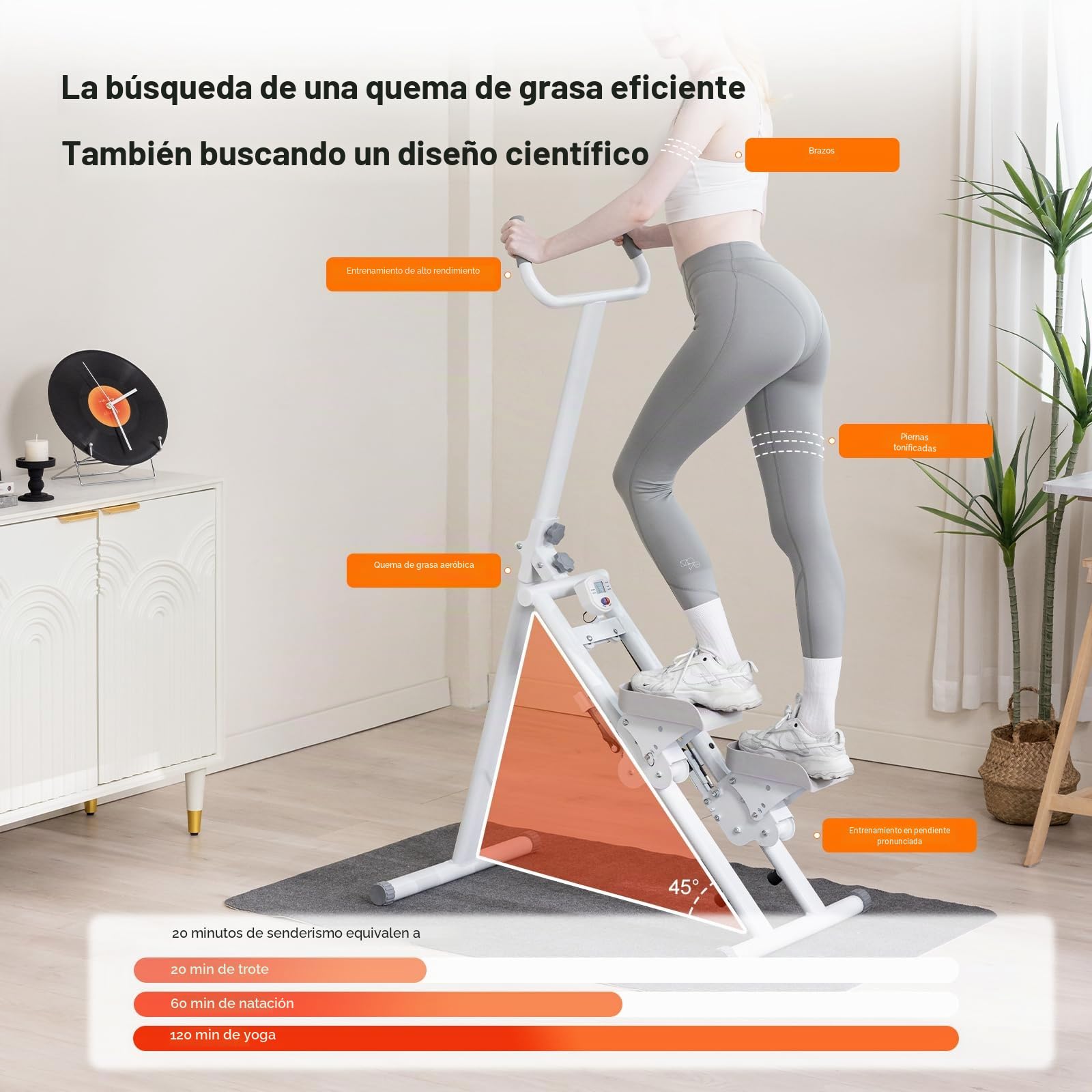 Stepper, escalador de fitness, equipo de ejercicio con manillares con pantalla LCD para uso en gimnasio doméstico