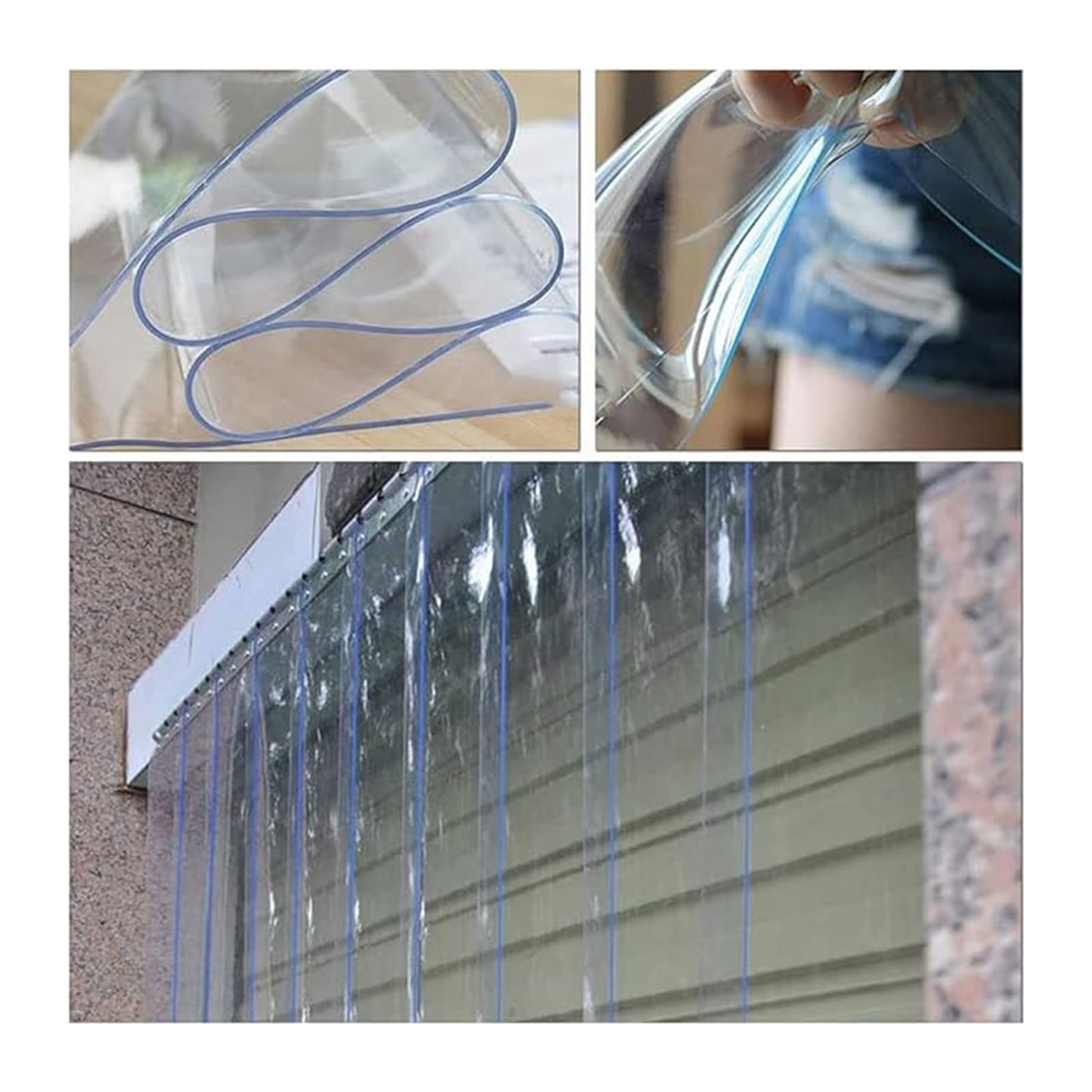 Questa Tenda a Strisce per Porte di Celle frigorifere, Magazzini, Garage, Industria, Spessore PVC, Striscia per Porte di Celle frigorifere, congelatori e Magazzini (1,8 mm, 1,35 m x 2 m)