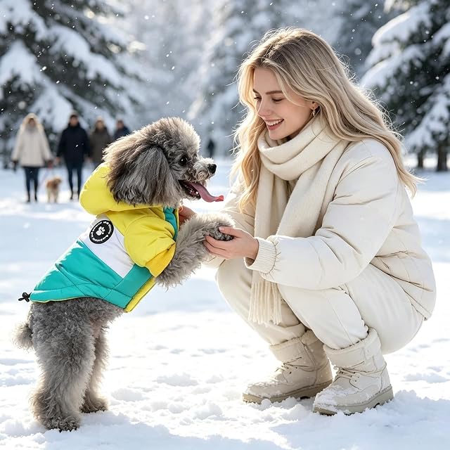 Foto 2 de 7 de PETCUTE Chaqueta Con Capucha Para Mascotas, Abrigo de Invierno Para Perros Con Forro Polar, Cierre de Botón