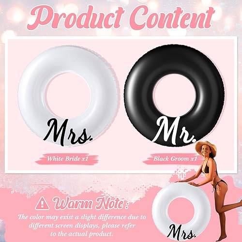 Miniatura 2 de 2 unidades de flotadores inflables de 48 pulgadas para piscina, tubos de piscina, decoraciones de despedida de soltera, flotadores de piscina,