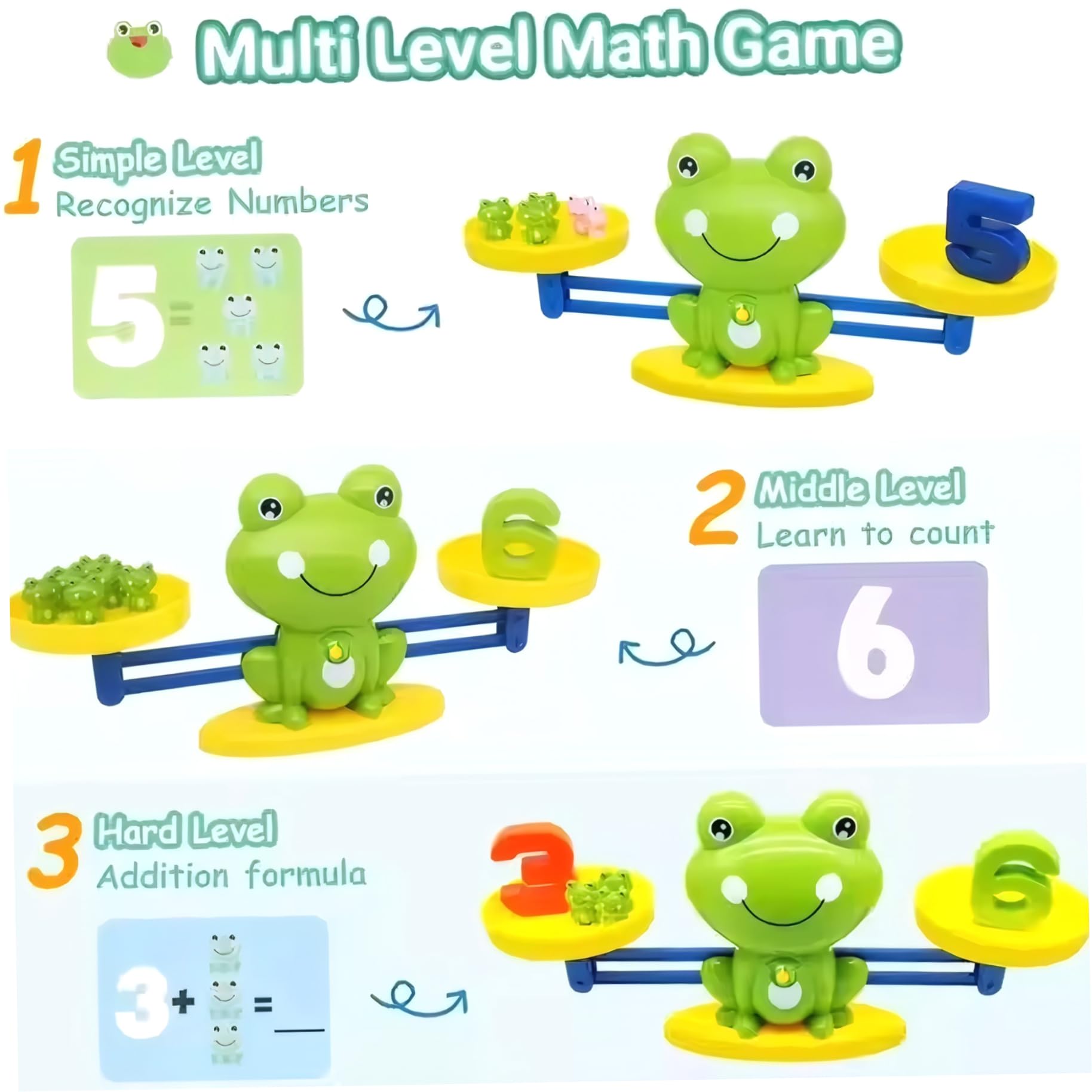Jeu d'équilibre grenouille, balance en plastique, jouets éducatifs de comptage pour enfants 3 ans et plus
