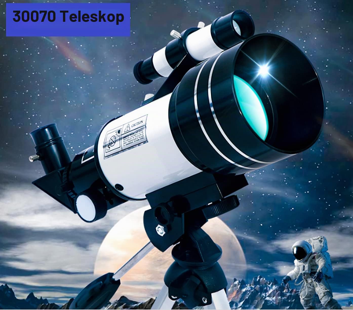 Astronomisches Teleskop 30070 mit Stativ, Sucherfernrohr | 150-fache Vergrößerung und 70-mm-Kaliber, tragbar und hochauflösend