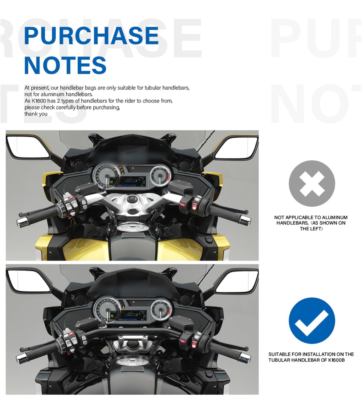 Sac De Rangement Étanche pour Guidon Moto, À Outils Voyage pour K1600B K 1600 B K1600 Grand America GA