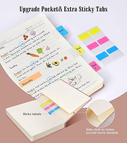 Miniatura 5 de Cuaderno rayado, 365 páginas B5, diarios grandes para escribir cuaderno a rayas, diarios de cuero de tapa dura rosa para mujeres y hombres, cuaderno