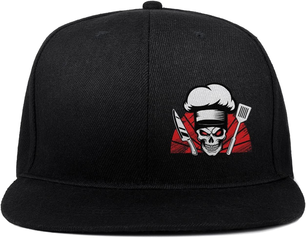 Snapback Hats for Men Flat Bill Black Mens Baseball Cap Brim Snap Back Adjustable - Image 2