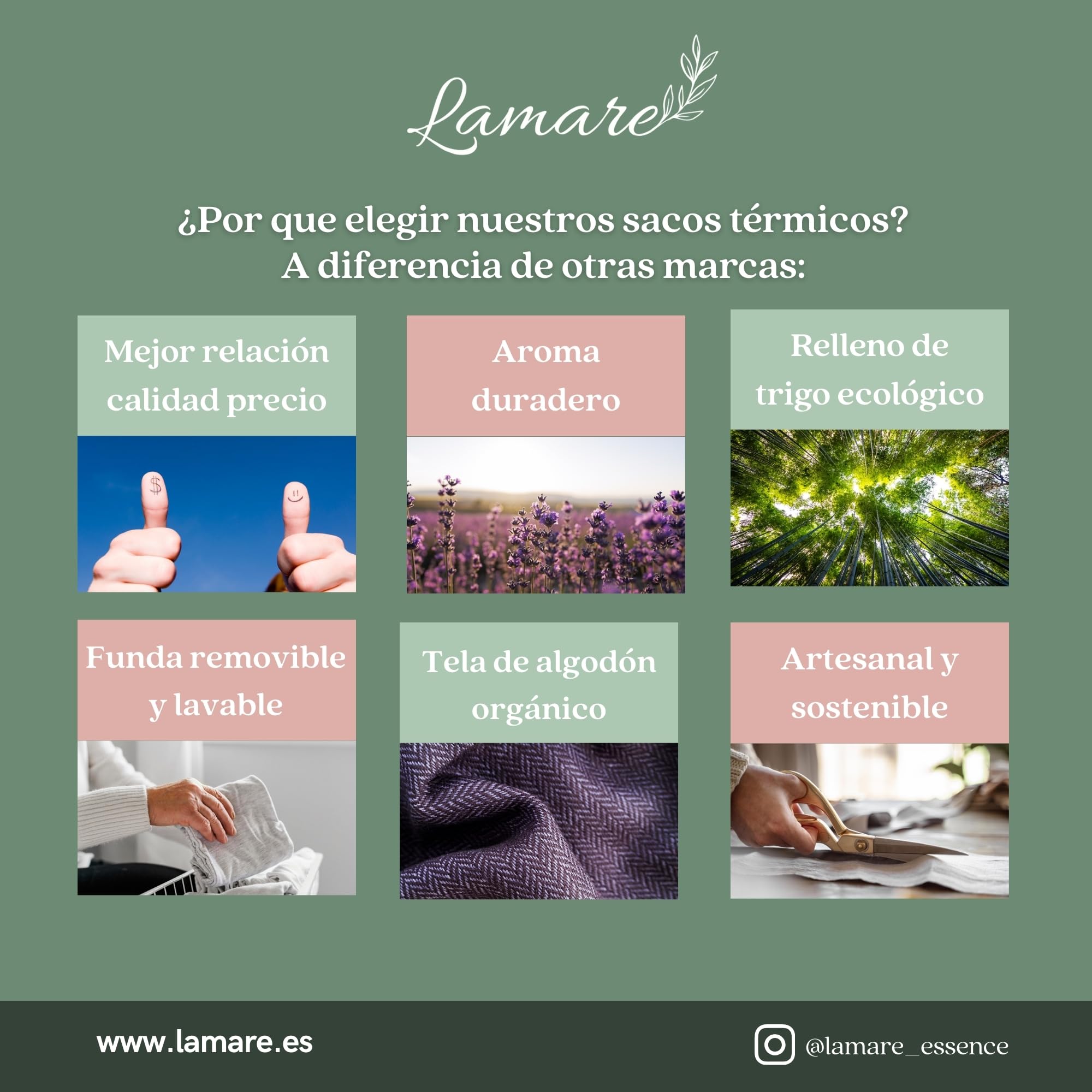 LAMARE Saco Semillas Microondas de Trigo y Lavanda 24 x 8 cm Funda Lavable 100% Algodón - Cojín Térmico Para Ojos Terapia Frío y Calor y Cólicos Bebe. (Rosas Crudo) Saco de Semillas Para Microondas.