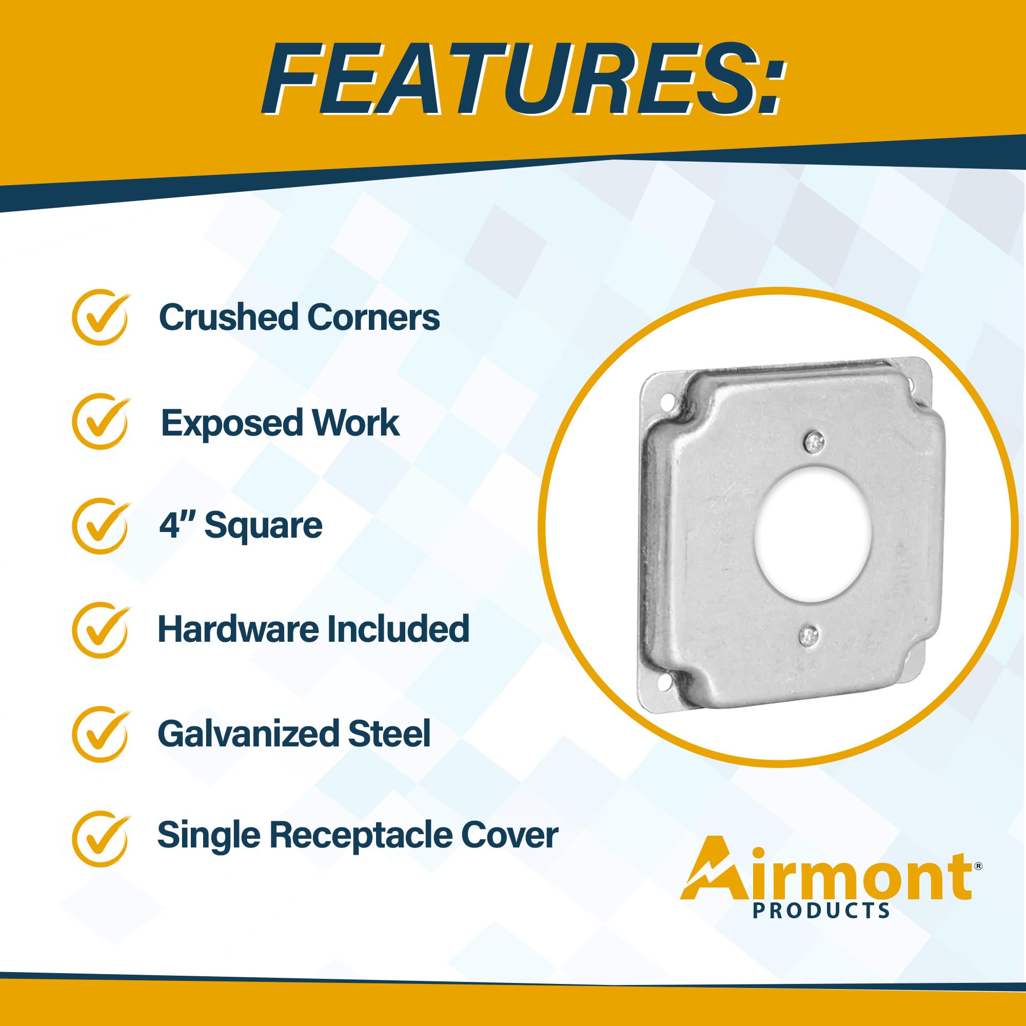 Airmont Products 1-Gang Single Receptacle Electrical Box Cover - 4