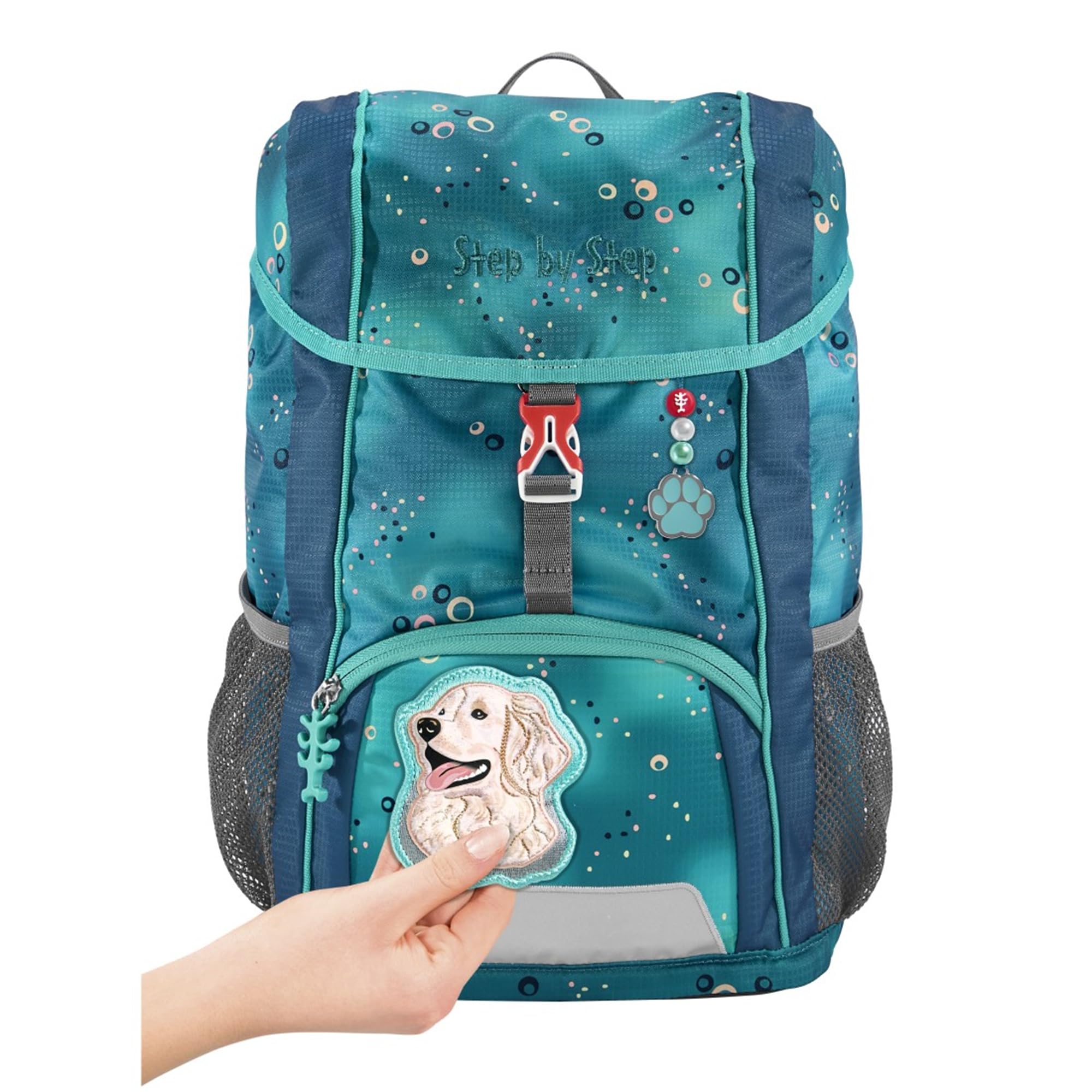 Step by Step Zestaw plecaków dla dzieci, z poduszką do siedzenia, ergonomiczny mini tornister ze zdejmowanym paskiem piersiowym, do przedszkola, przedszkola i na czas wolny, 13 l, Dog Basty -