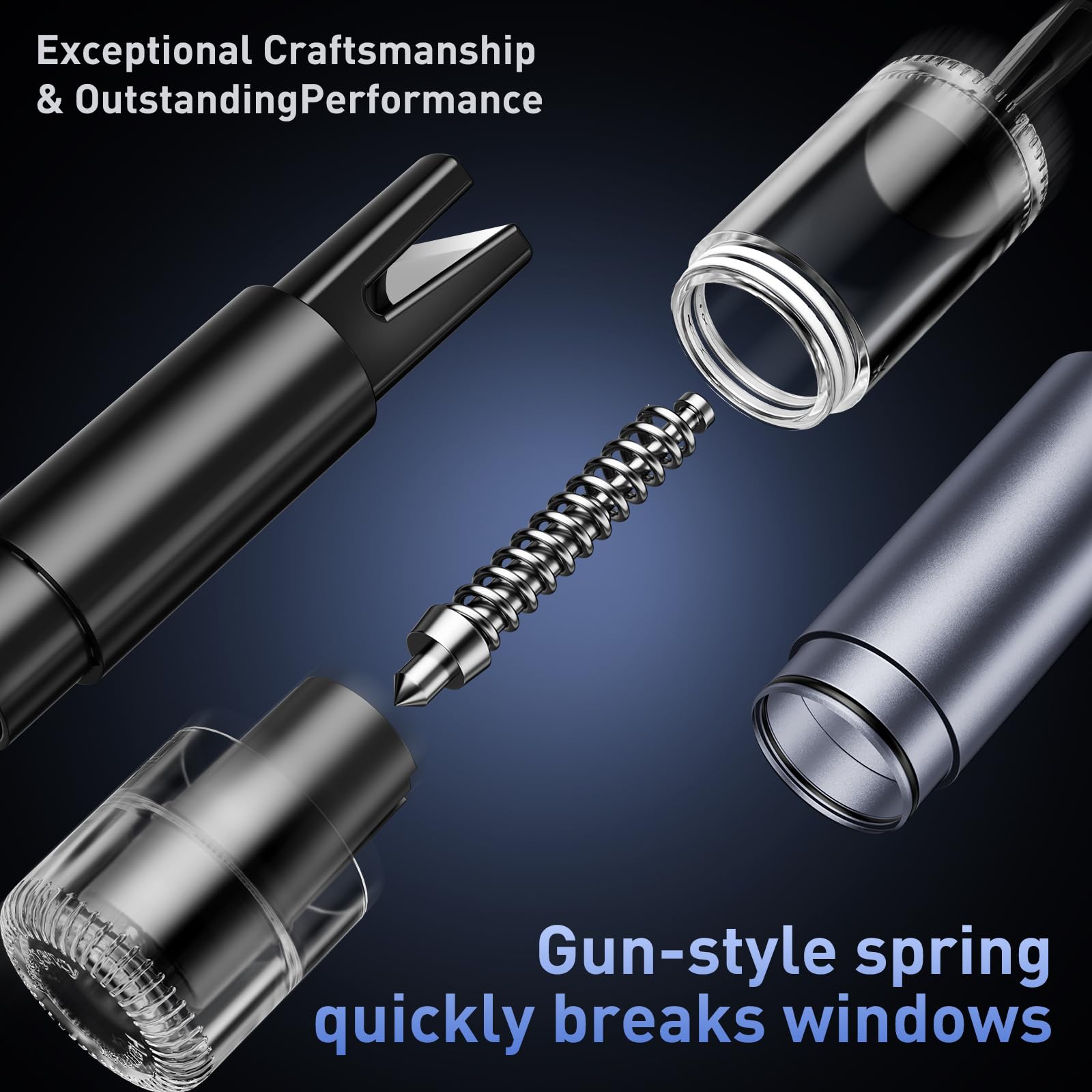 SKINNYON 3-Pack Car Safety Hammer Seatbelt Cutter, 2026 Upgraded Transparent Lid Window Breaker Seatbelt Cutter Underwater, 2 in 1 Emergency Keychains car Window Breaker Tool, New Car Accessories