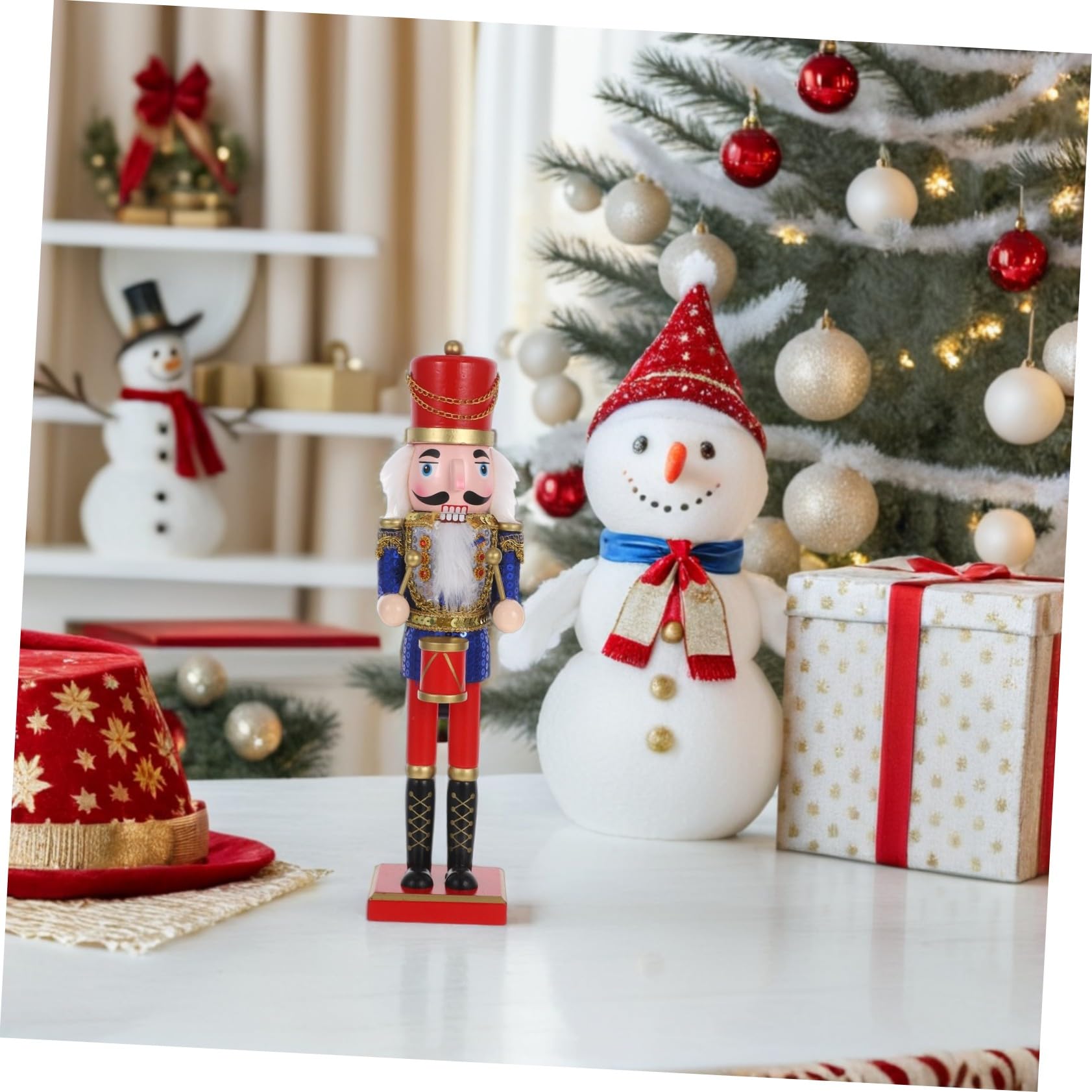 ULTECHNOVO Nussknacker Soldat Figur aus Holz Traditionelle Weihnachtsdeko Dekorative Statue für Schreibtisch und Regal