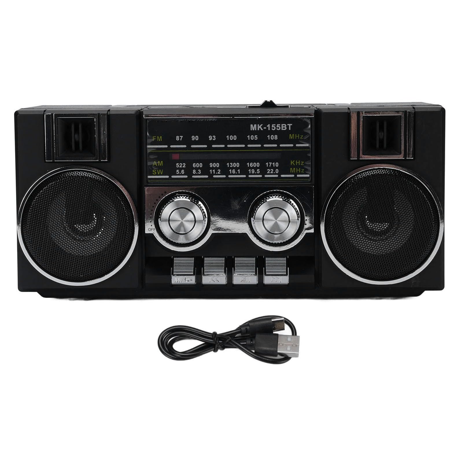 Radio FM Am SW Portátil, Banda Completa con Altavoz Bluetooth y Controladores Duales de 5 W para Baño de Garden (Negra)