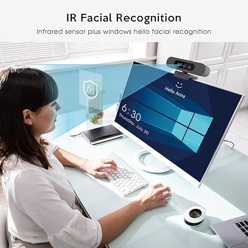 Miniatura 2 de TOALLIN Cámara web Full HD 1080P para Windows Hello Face Login reconocimiento facial IR Windows Hello Webcam con micrófono cámara de computadora