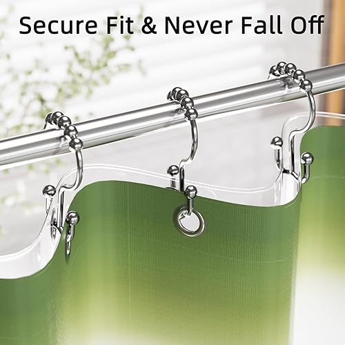 Miniatura 3 de Amazer Anillos de cortina de ducha, ganchos de ducha dobles de metal resistentes al óxido para cortina de ducha, anillos de ducha para barra de