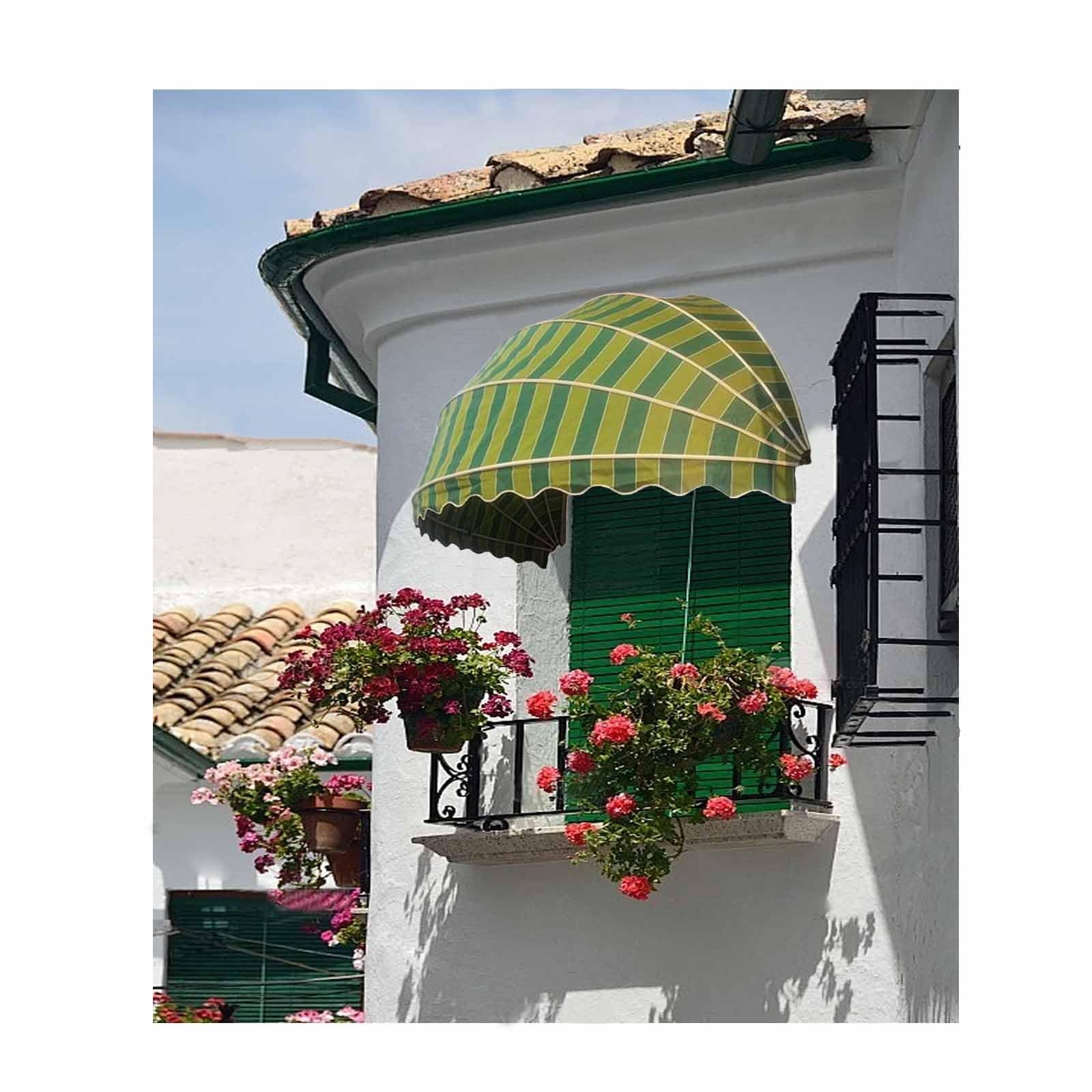 CZYZMDD Retractable Waterproof Patio Window Awning UV Protection Canopy with Telescopic Design 57.1-Inch Hemispherical Screen Outdoor Shade Solution