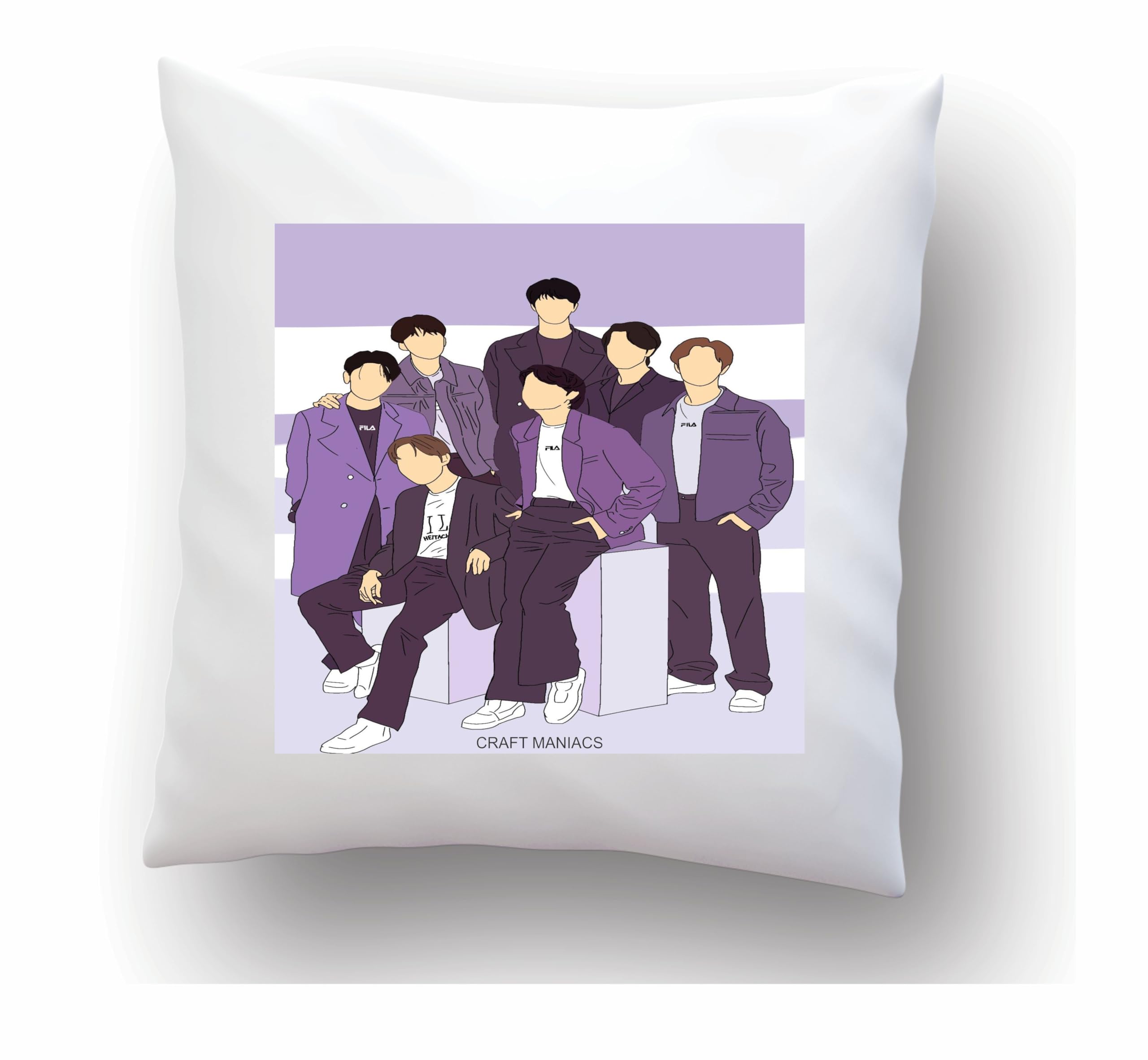 CRAFT MANIACS BTS Doodle Sparkle 16 * 16 Pillow with Filler | UBER Cool Merch for BTS Army