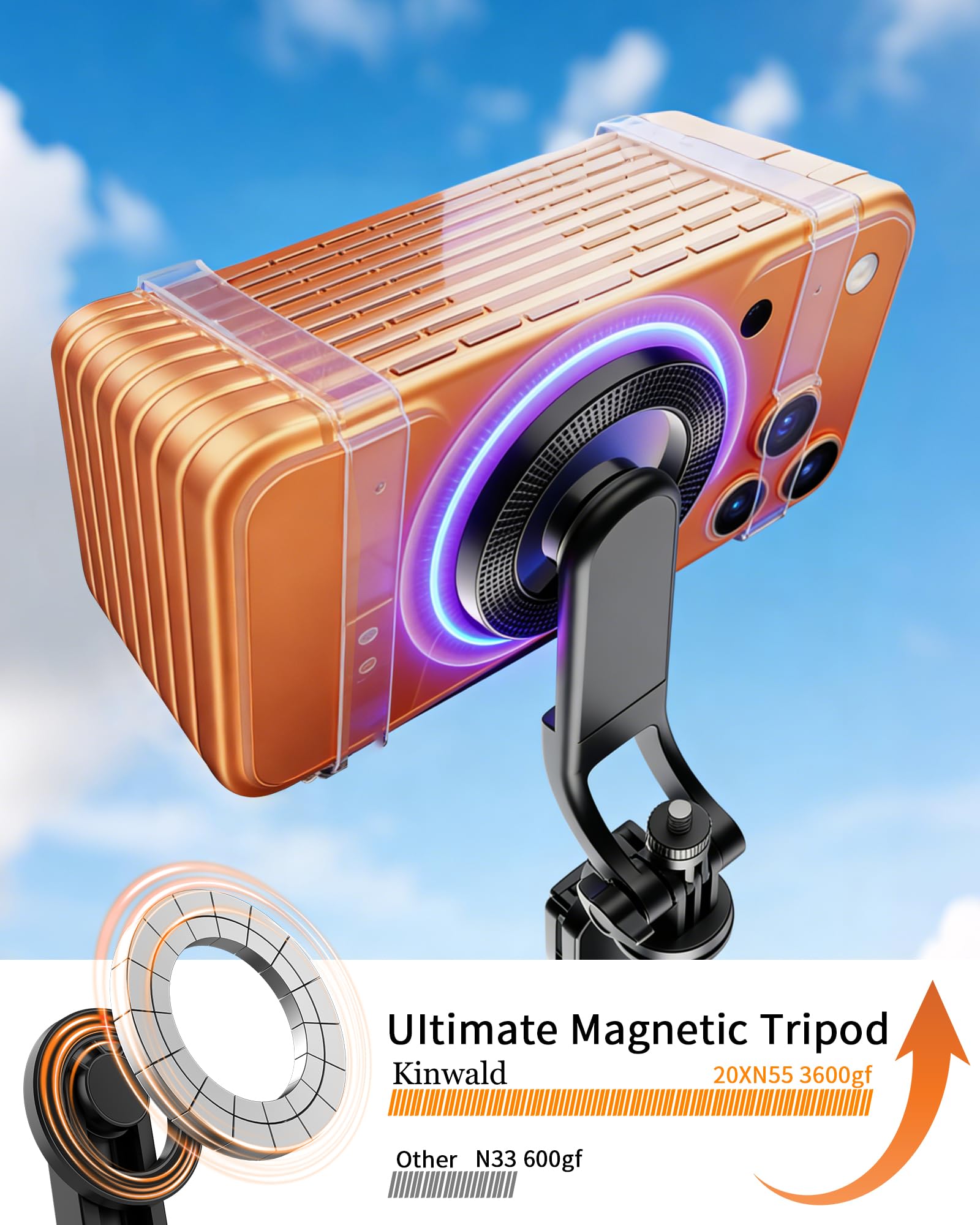 Treppiede Selfie Telefonata Forte Magnetico Vlog - Dettaglio