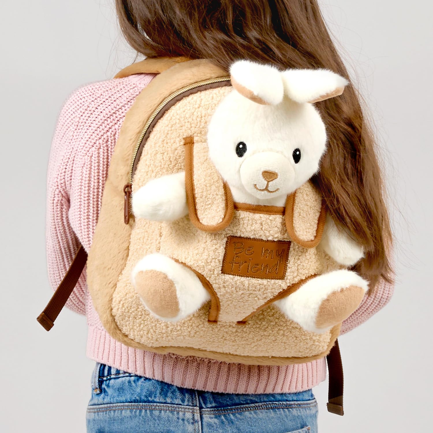 PERLETTI Zaino con Peluche Bambino Bambina 3 4 5 Anni - Zainetto Piccolo Borsa da Bimbo Bimba Scuola Materna Asilo Viaggi - Mini Cartella Morbida con Pupazzo Bambini - 27x21x9 cm