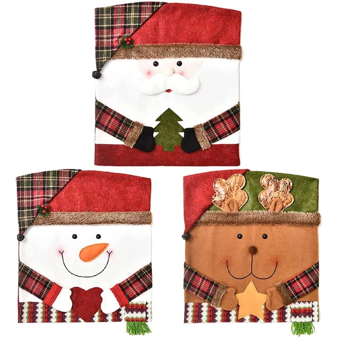 Dîner chaises cove de Noël 3pcs décoration festive pour salle à manger