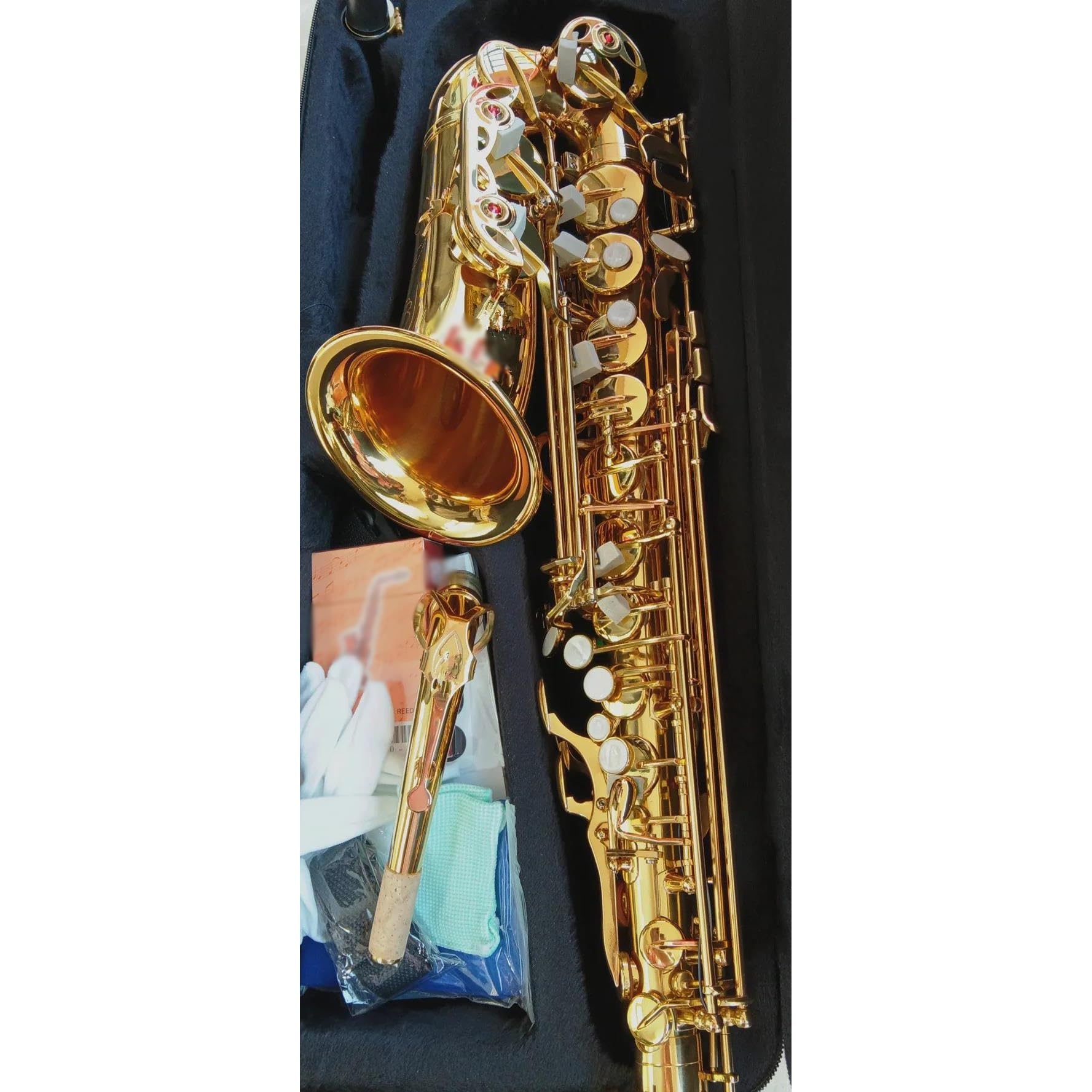 Saksofon Saksofon altowy Mosiądz Eb Złoty lakier saksofonowy Instrument muzyczny z akcesoriami do futerału (Color : Leather bag)