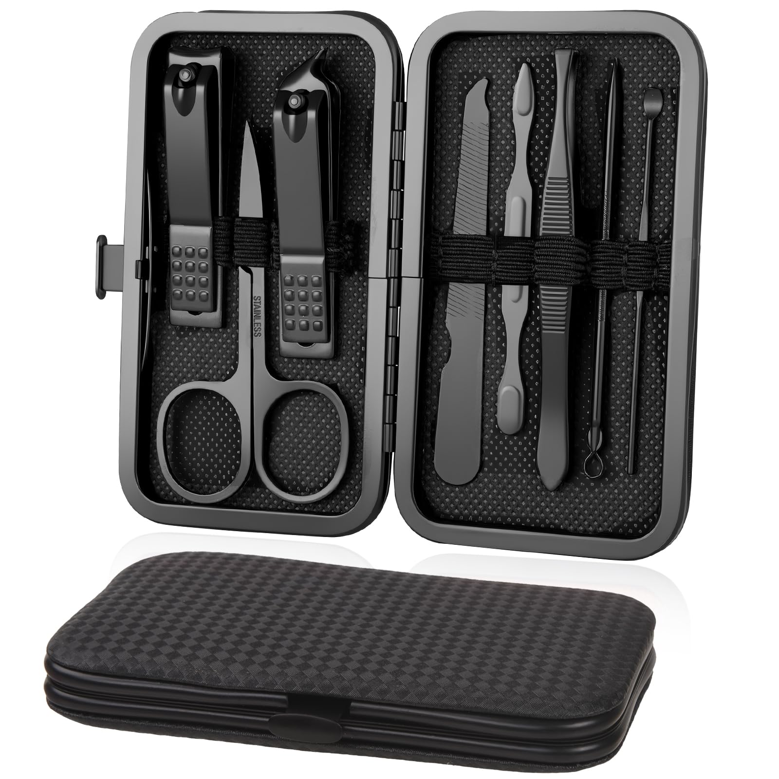 URAQT Manicura Pedicura Set, 18 Piezas Cortaúñas, Tijeras de Uñas con Herramientas Remover Cutícula, Acero Inoxidable, para Viajes y hogar, con Caja de Cuero — view 14