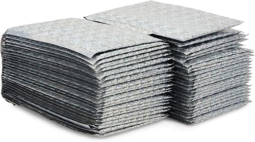 Miniatura 7 de Stockroom Plus Paquete de 50 sobres holográficos autoadhesivos de burbujas de polietileno, sobres acolchados plateados de 6 x 10 pulgadas (6 x 10