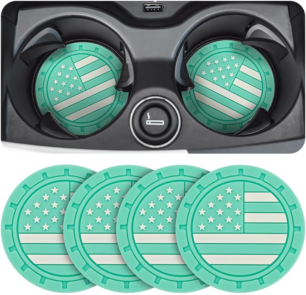 AUCELI 4 Pack Car Cup Holder Coasters, American Flag US