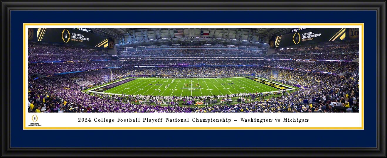 2024 CFP National Championship Game, Washington vs Michigan - 41.5x15-inch Single Mat, Select Framed Picture by Blakeway Panoramas
